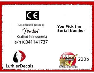 Crafted In Indonesia CE Serial Number Decal Kit #223b